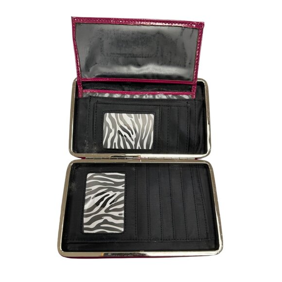 Western Bling Cross Wallet With Zebra Print Interior & Card Slots Fuchsia & Blac - Picture 6 of 7